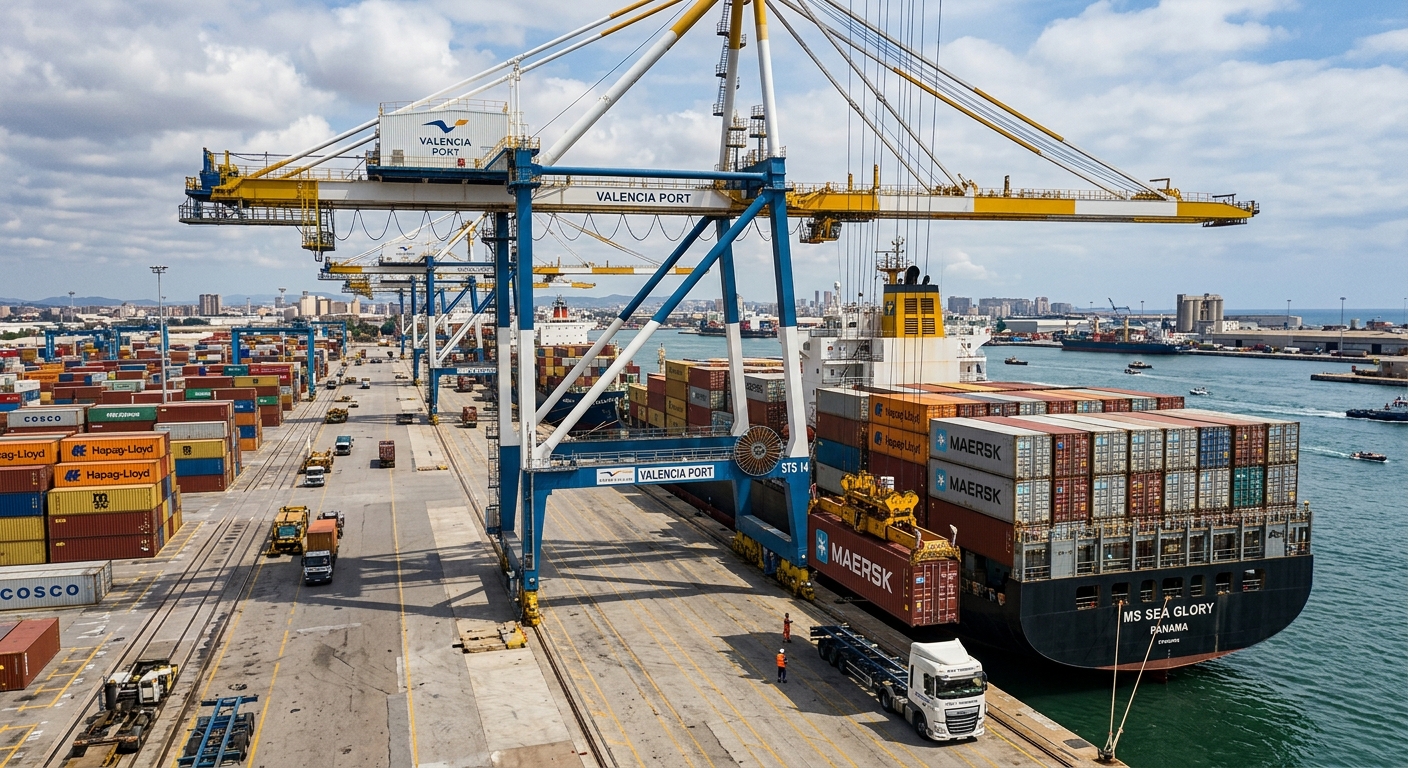 Grúas y contenedores en un puerto internacional